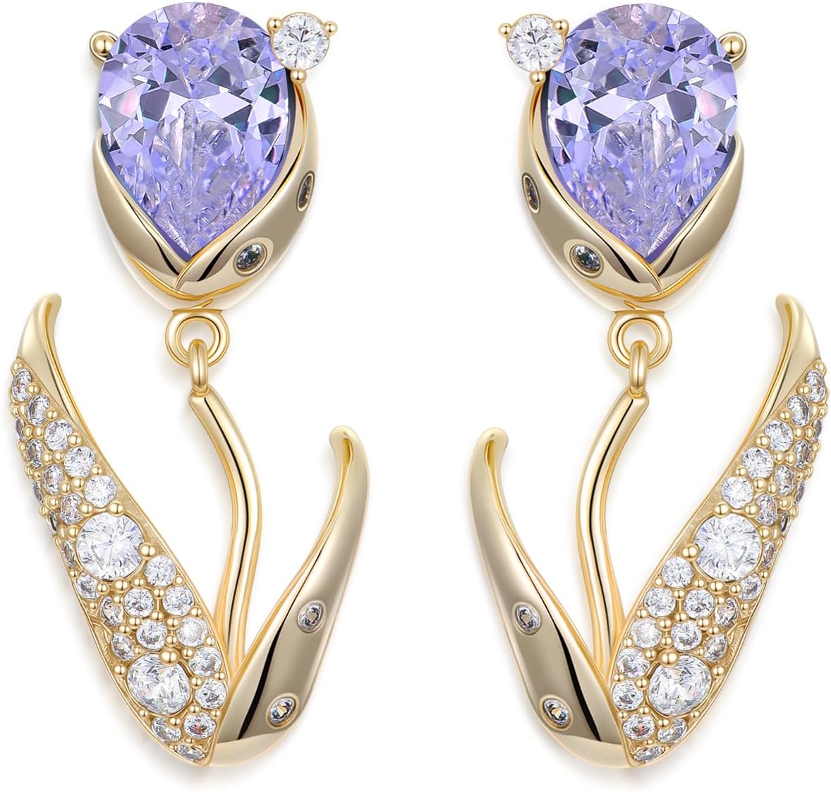 Austrian Crystal Tulip Earrings 18K Gold-plated Tulip Dangle Drop Earrings Flower Jewelry Birthday Christmas Gifts for Women