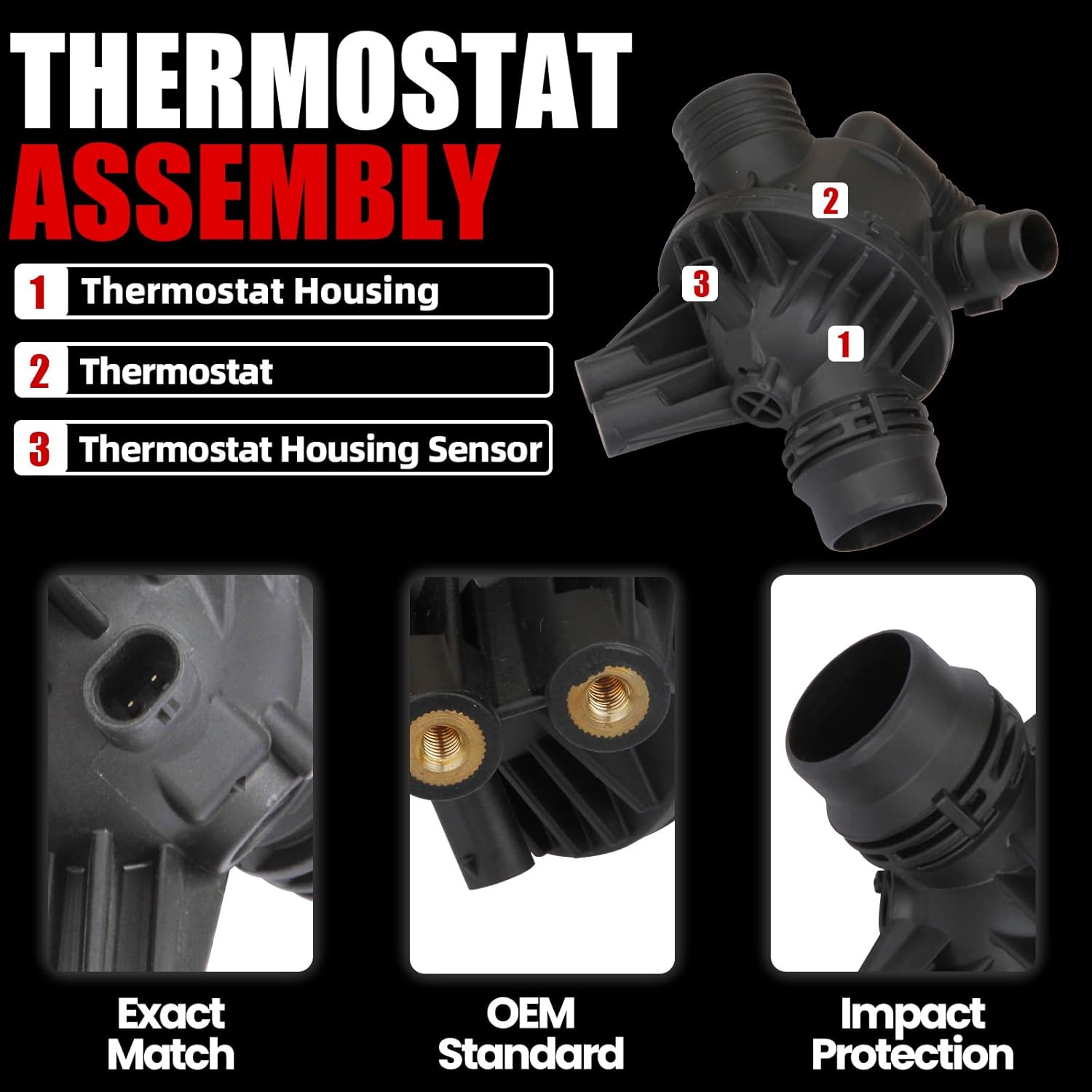 MITZONE Engine Coolant Thermostat Assembly Compatible with 2010-2012 BMW X3 xDrive28i 3.0L Replace 11537586783