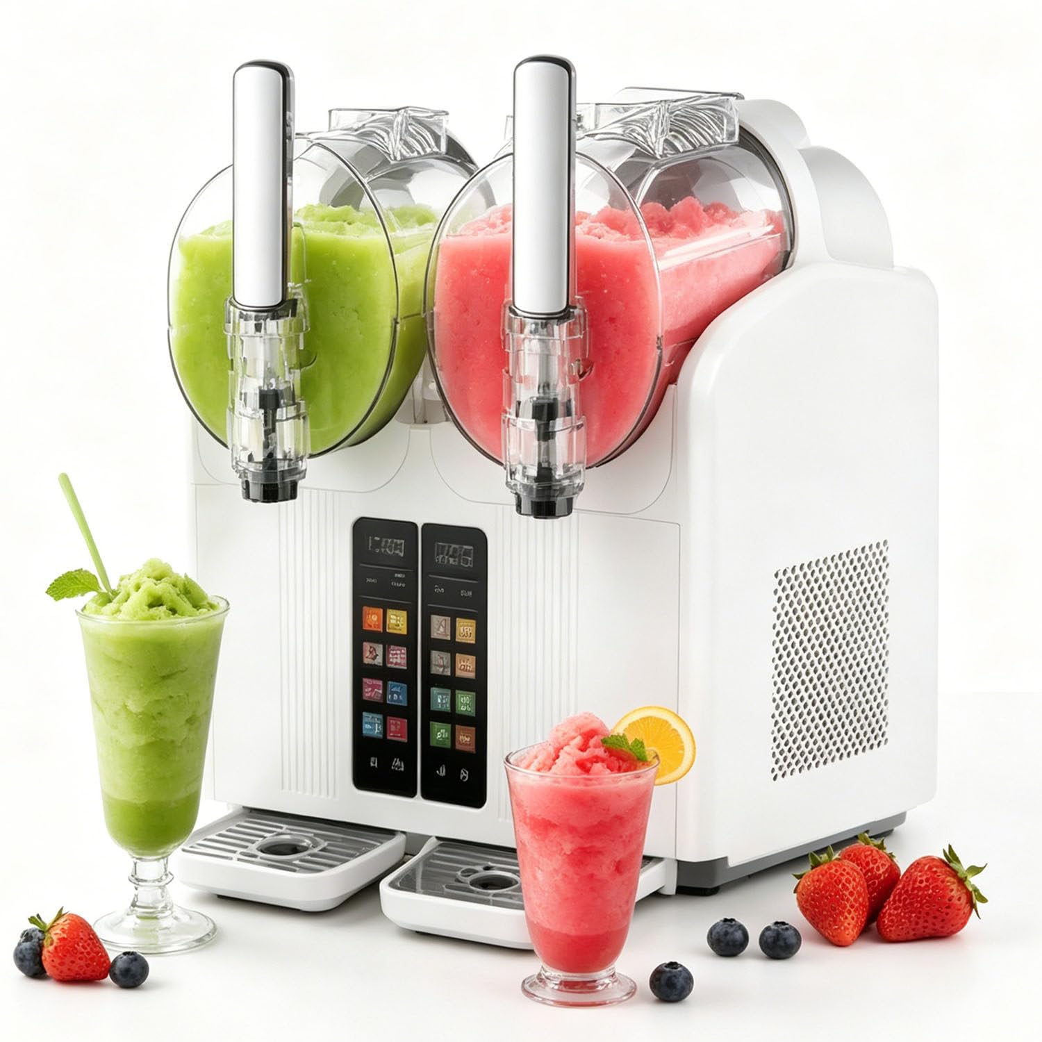 GLBMXDD Slush Machine Dual Tank,Self Chilling Slushy Maker with Auto Clean,2x2L White