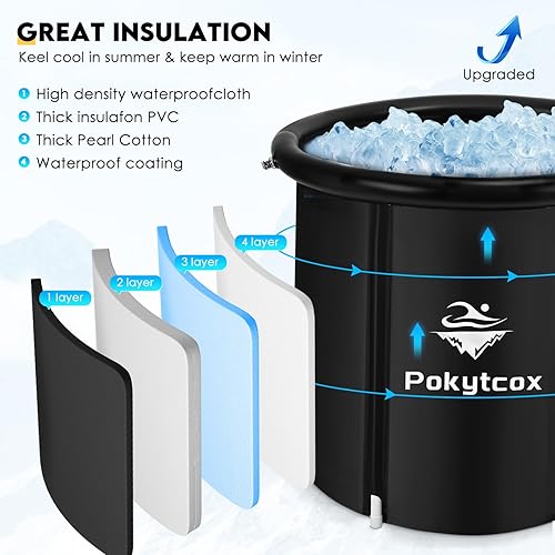 Miniatura 4 de Bañera de hielo Cold Plunge Icepod portátil para bañera con tapa, cubo de recuperación plegable grande, barril de hielo Arctic Pod - Bañeras de