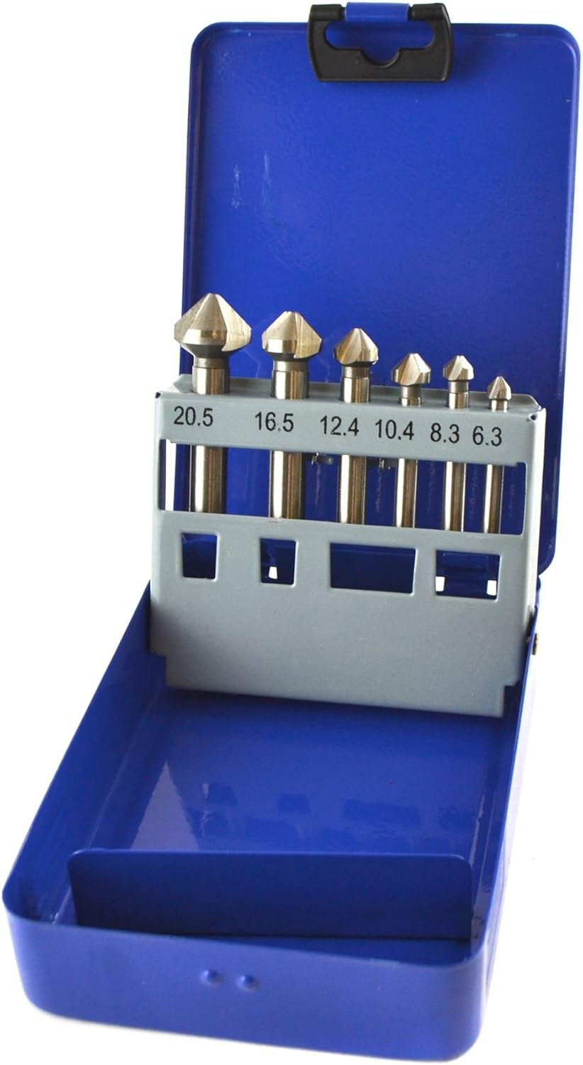 6pc HSS Countersink Countersunk Deburring Drills Tapered For Metal Wood