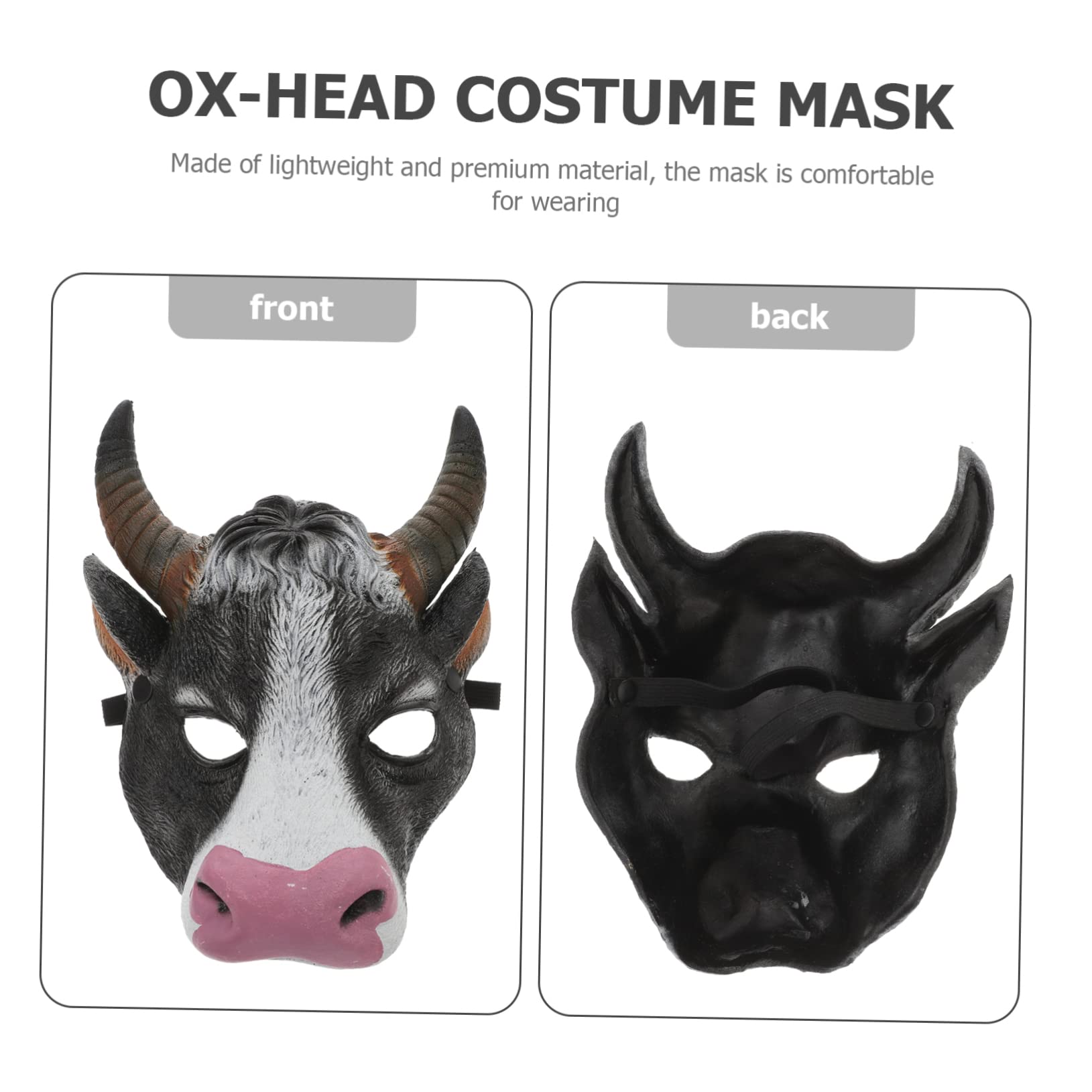OATIPHO Ox Head Animal Mask Lightweight Pu Material Halloween Costume for Adults Carnival Masquerade Party