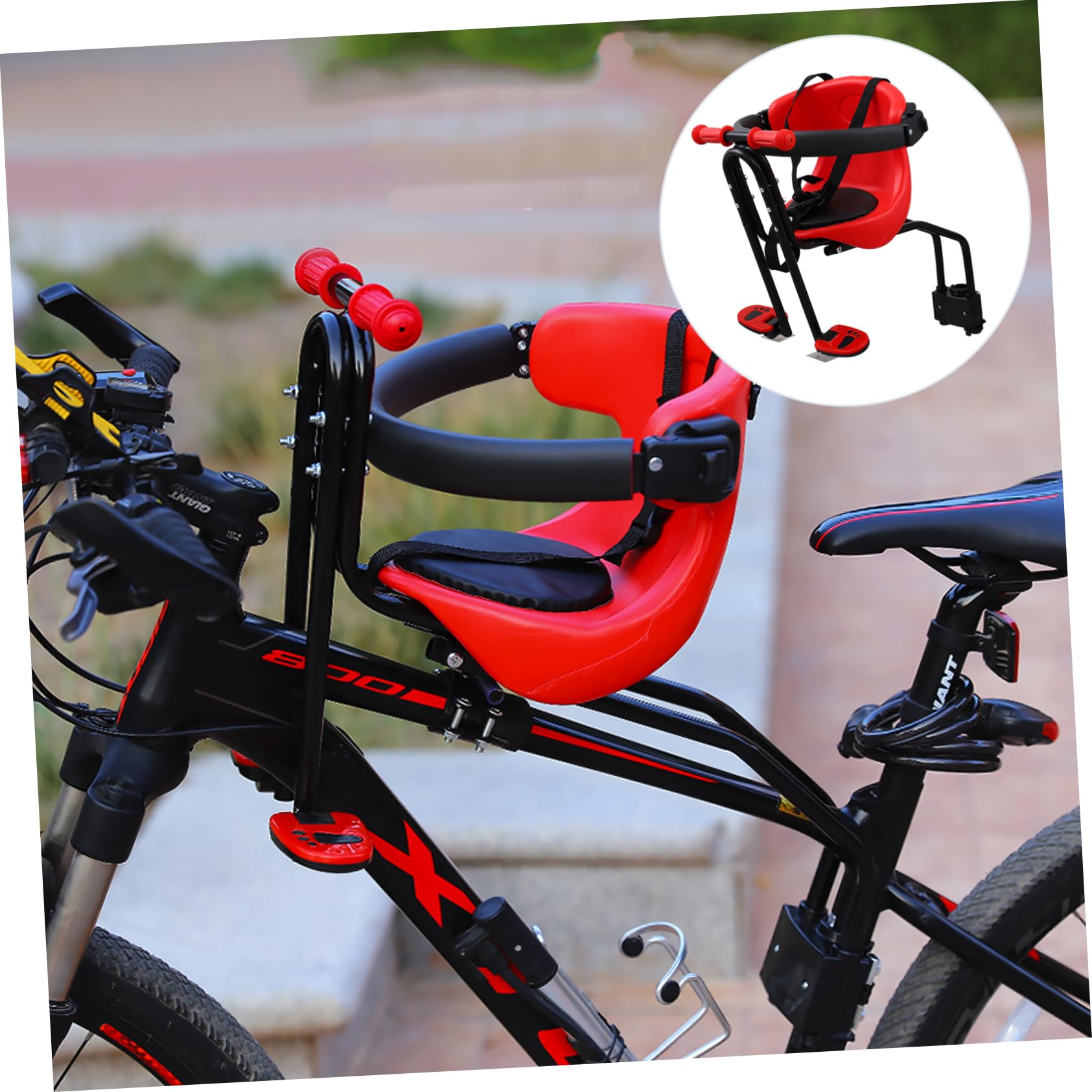 Gogogmee 1Pc Front Mounted Bike Seat with Safety Belt Durable and Comfortable Carrier for Boy Girl Easy Detachable Design for Family Rides Suitable