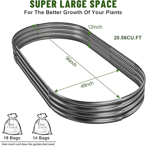 Miniatura 8 de Land Guard 2 camas de jardín elevadas de acero galvanizado, macetas grandes de metal de 8 x 4 x 1 pies, cama de jardín elevada de aluminio para