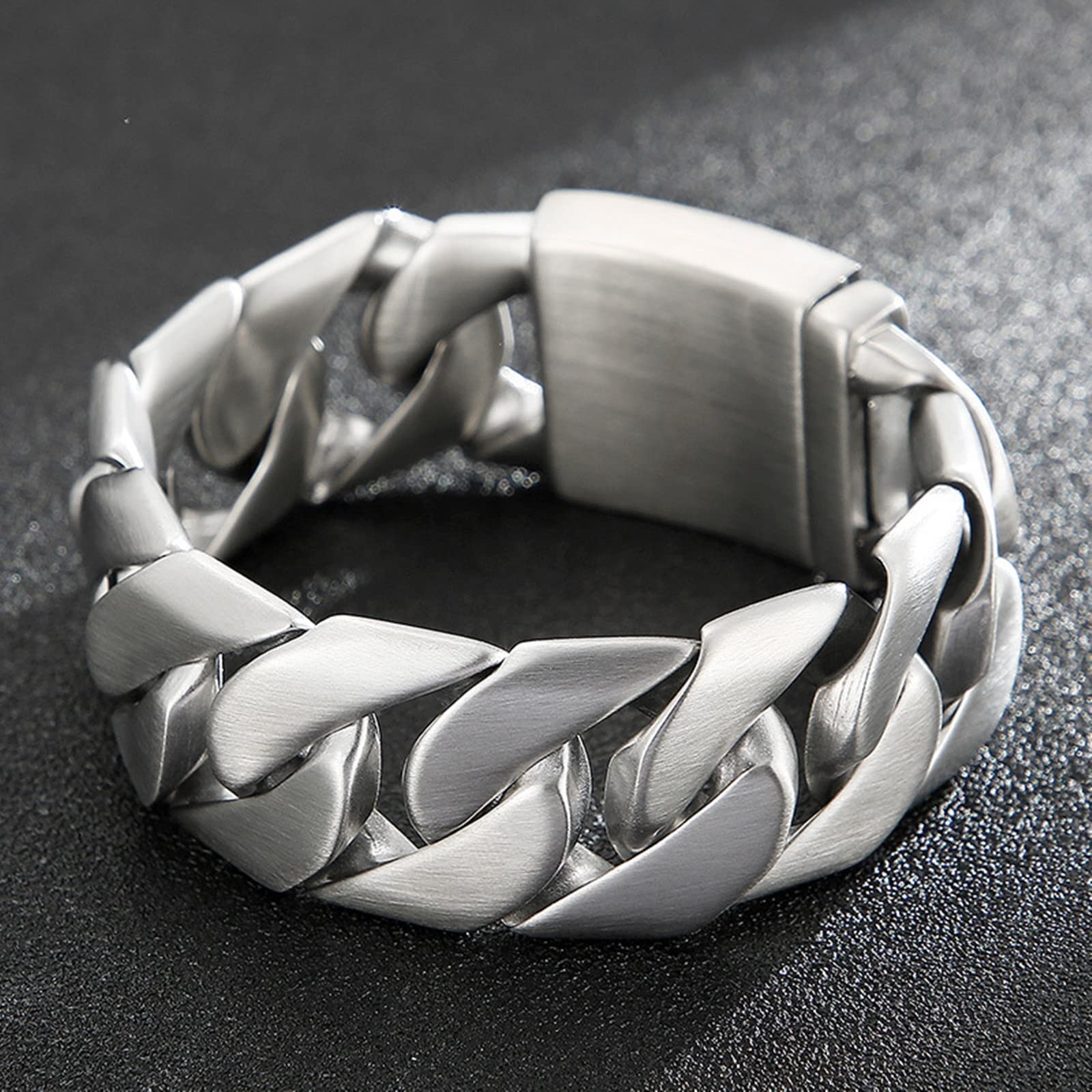 Bracelet Acier, Bracelet Vintage Argent Chaîne Épaisse Tressée Cadeau Saint Valentin Bracelet