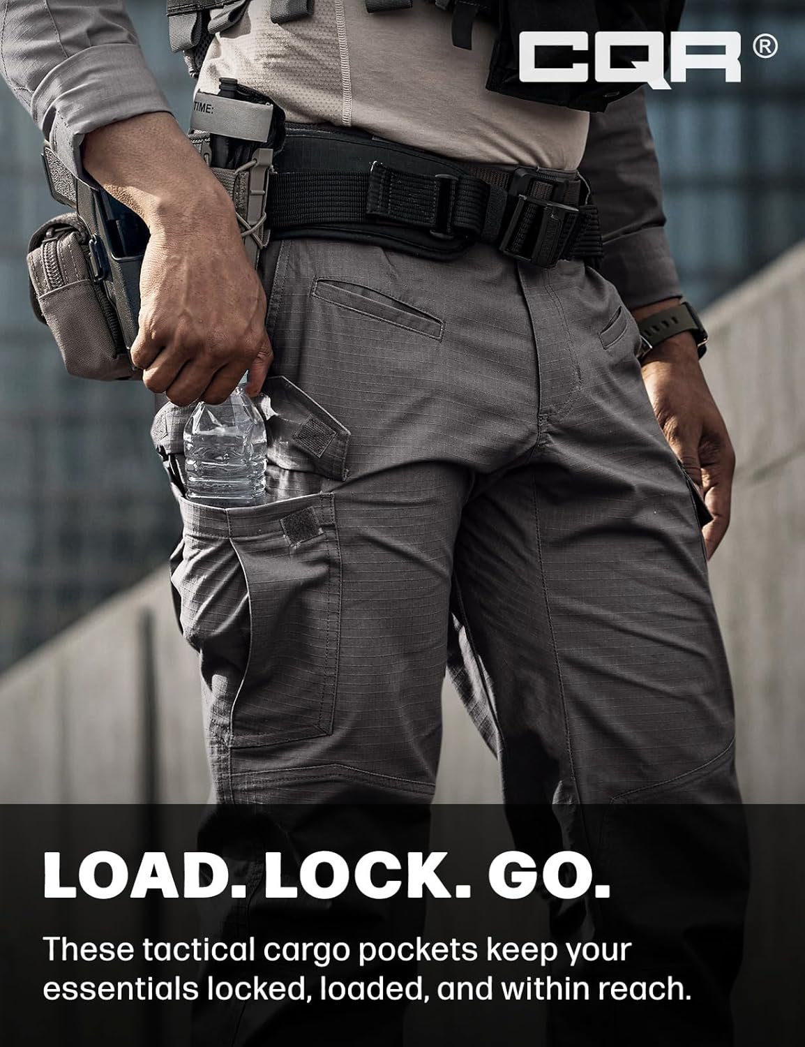 CQR Men's Flex Ripstop Tactical Pants, Water Resistant Stretch Cargo Pants, Lightweight EDC Hiking Work Pants - Image 6