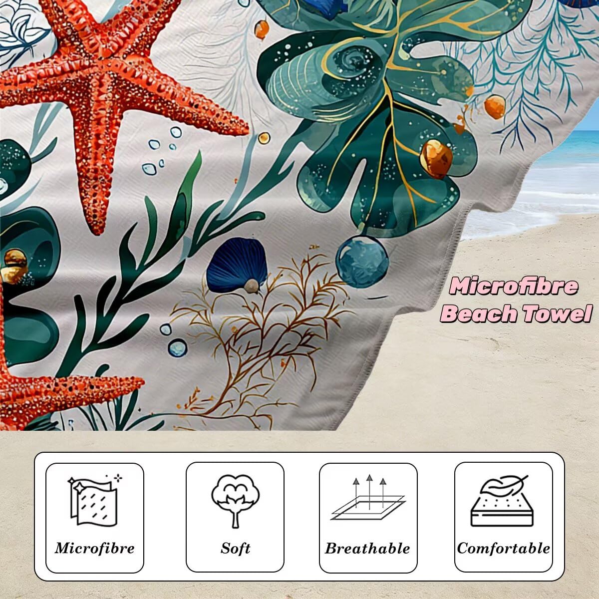 Toalla Playa 90x200 cm, Toalla Gimnasio Microfibra Secado Rapido, Juego de 2 Antiarena Toallas de Playa, Ligera Compacta Toallas Microfibra Grande para Viaje, Regalo Hombre Regalo Mujer (Océano) -4619