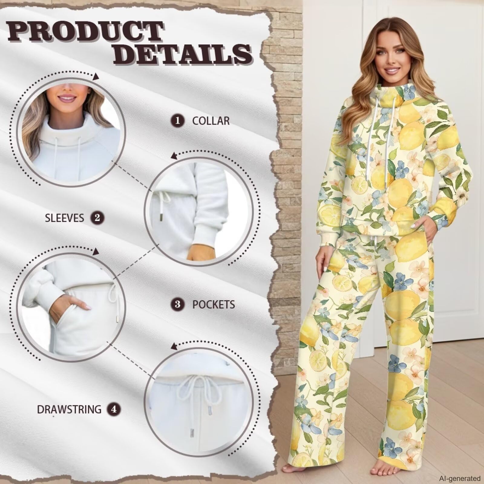 Tuta da donna casual a maniche lunghe, 2 pezzi