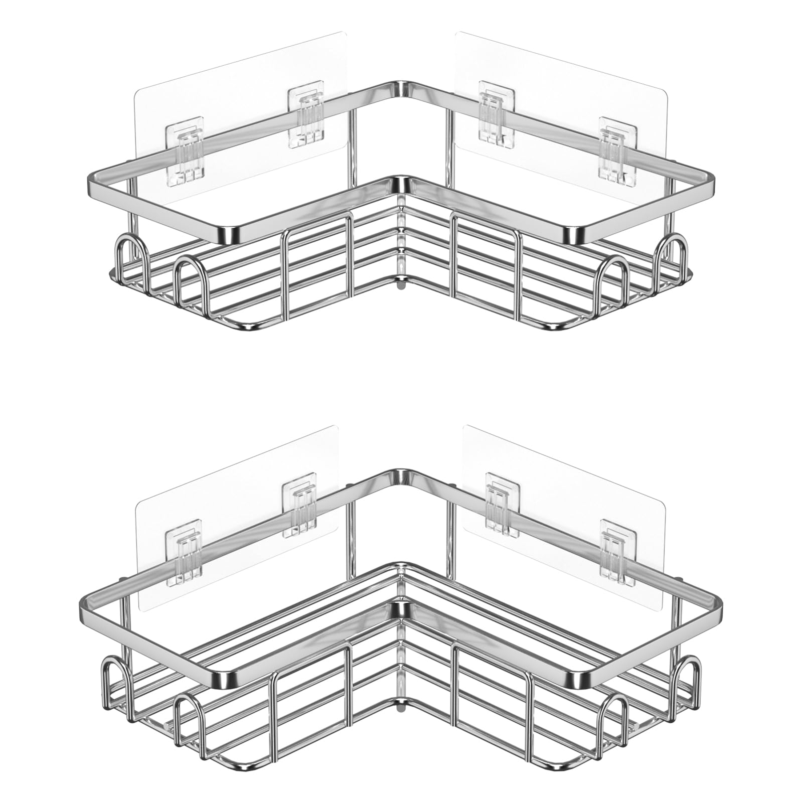 Shower Caddy Corner, Stainless Steel Shower Shelves (2 Pack - Silver)