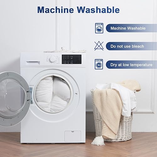 Miniatura 6 de Cubrecolchón tamaño matrimonial, color blanco, extra grueso, para sueño profundo, funda protectora de colchón suave con bolsillo profundo de 8 a 21