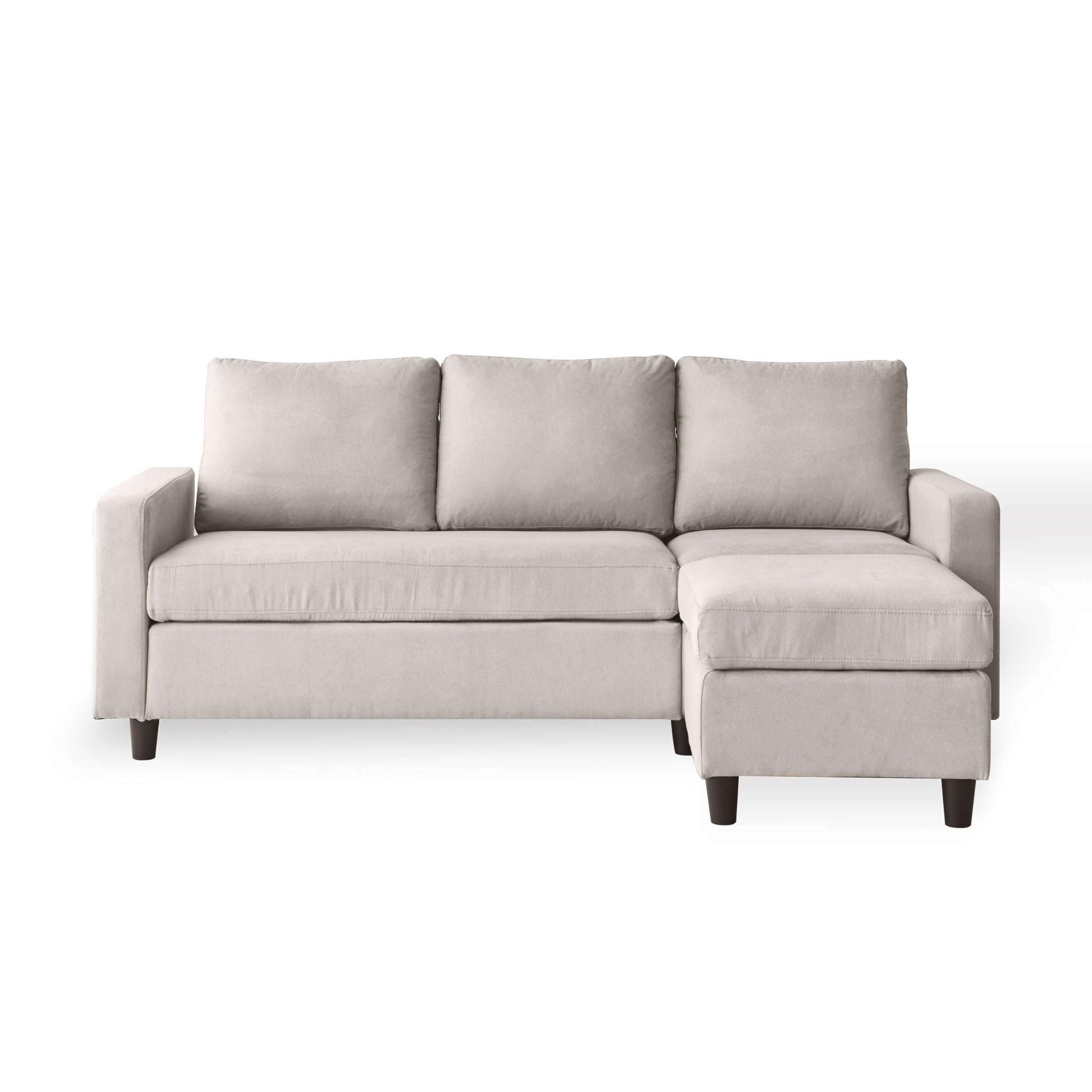 Casa Andrea MilanoConvertible Sectional Sofa Couch, Chenille Fabric L-Shaped Sofa, 3-Seat Sofa Sectional with Reversible Chaise for Living Room and Apartment