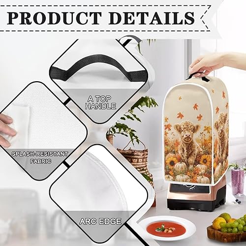 Vista 144 de Cubiertas de licuadora con diseño de poste de girasol, cubierta a prueba de polvo con asa, lavable para cocina, universal, para procesador de Cartel