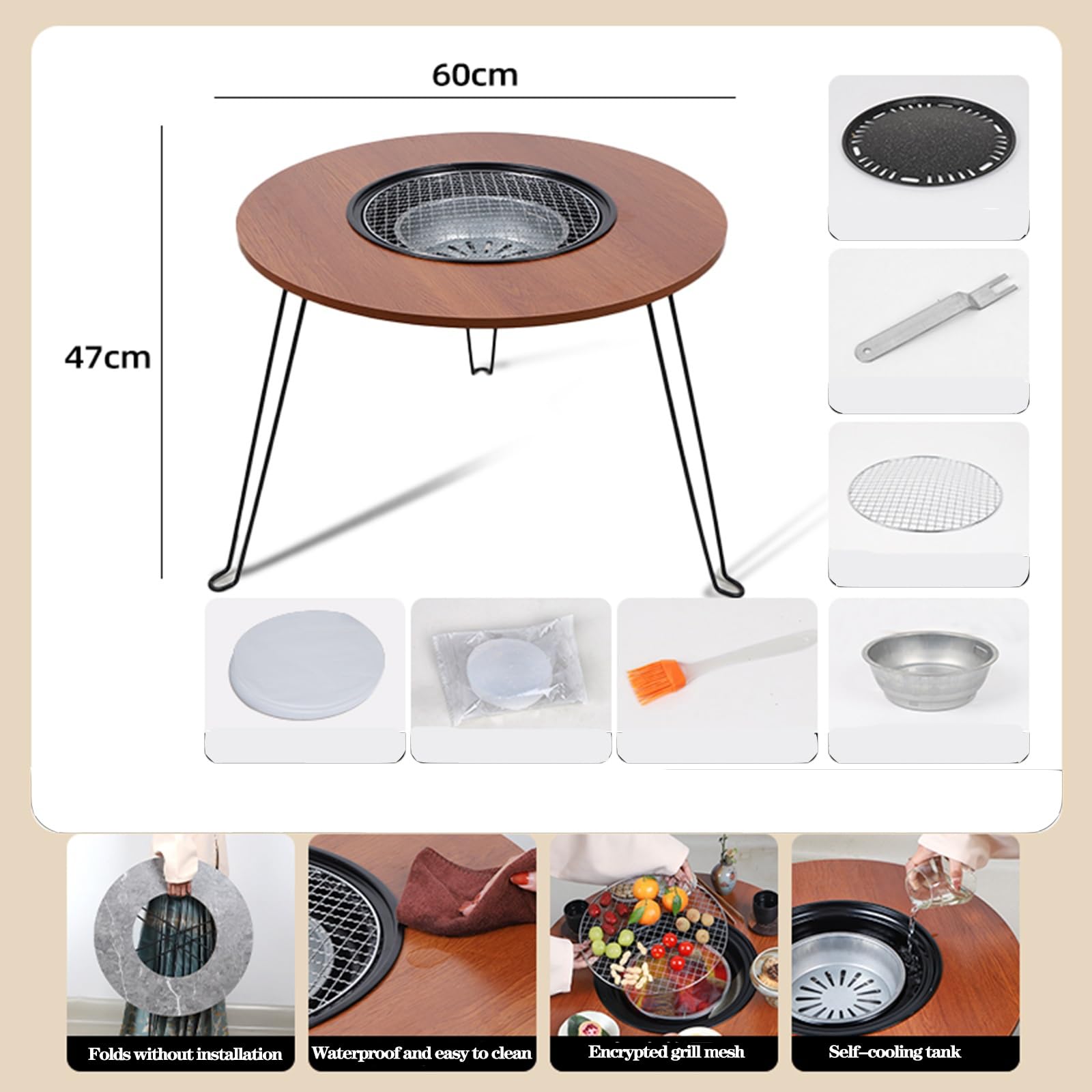 Griglie Per Barbecue A Carbonella,Piccolo Grill A Carbonella,Grill Portatile Grill In Acciaio Inox Per Barbecue,Griglia Da Tavolo Per Campeggio All'aperto E Al Coperto (Color : Style4)
