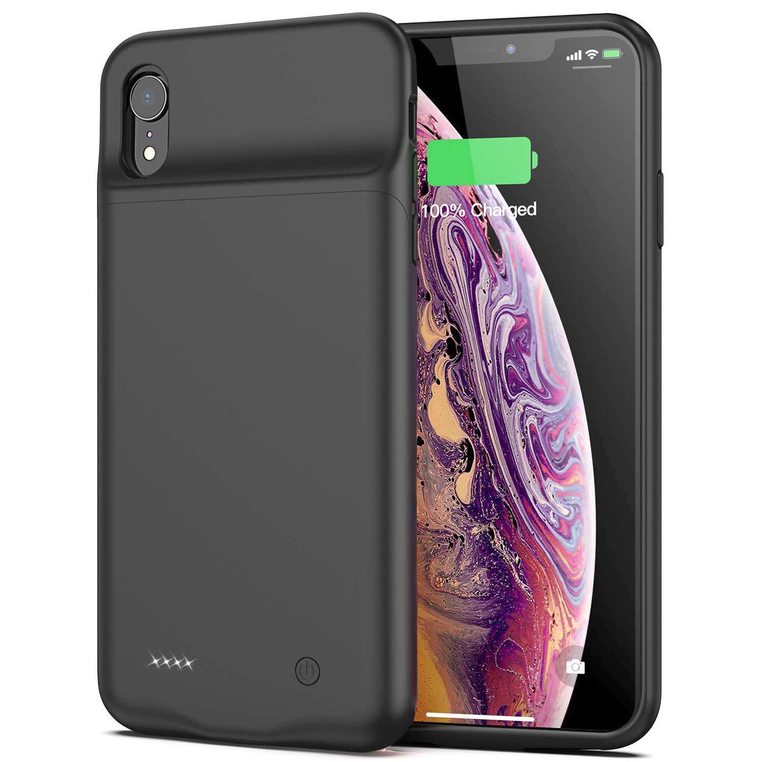 Battery Case for iPhone XR, 4000mAh Slim Portable Protective Charging Case Extended Rechargeable Battery Pack for iPhone XR (6.1 inch) Charger Case-(Black)
