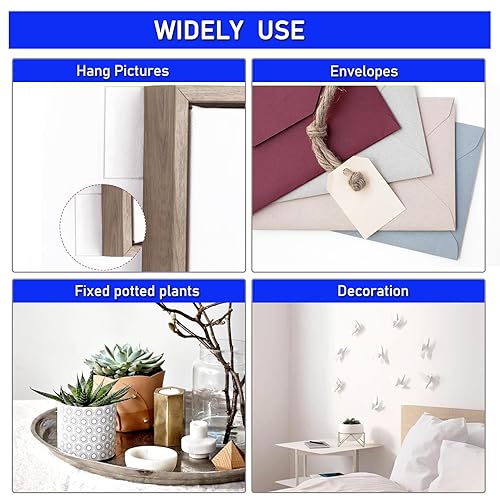 Miniatura 3 de Wellgo Puntos de cinta de doble cara para decoración de pared, tiras adhesivas para colgar cuadros, puntos de montaje extraíbles transparentes,