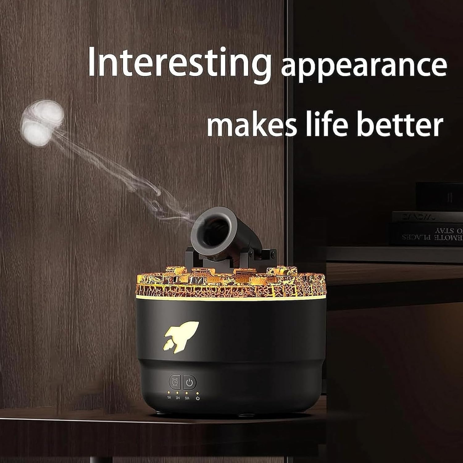 Cannon Blast Aroma Humidifier, Turret Aromatherapy Diffusore Silenzioso, LED per Camera da Letto, Spegnimento Automatico Senz'acqua per Casa, Ufficio (Nero)