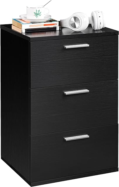 Yaheetech 3 Drawer Bedside Table, Chest of Drawer, Nightstand End Table, Bedside Drawer with Metal Handels, Modern Bedside Cabinet for Bedroom Living Room, 35 x 40 x 60cm