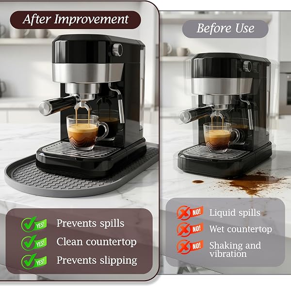 Kaffeemaschine Unterlage Silikon Matte für De'Longhi Dedica Style, Philips Senseo Original Plus und Ninja Creami 40 x 20 x 1,3 cm Grau - 3