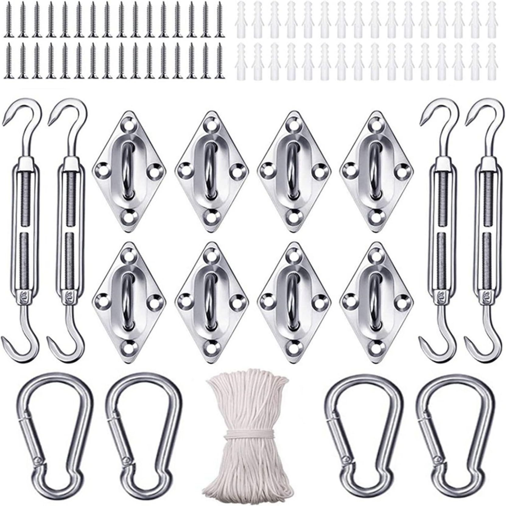 HONGCI M8 Heavy Duty Sun Shade Sail Fixing Kit for Garden Triangle and Square, Rectangle 304