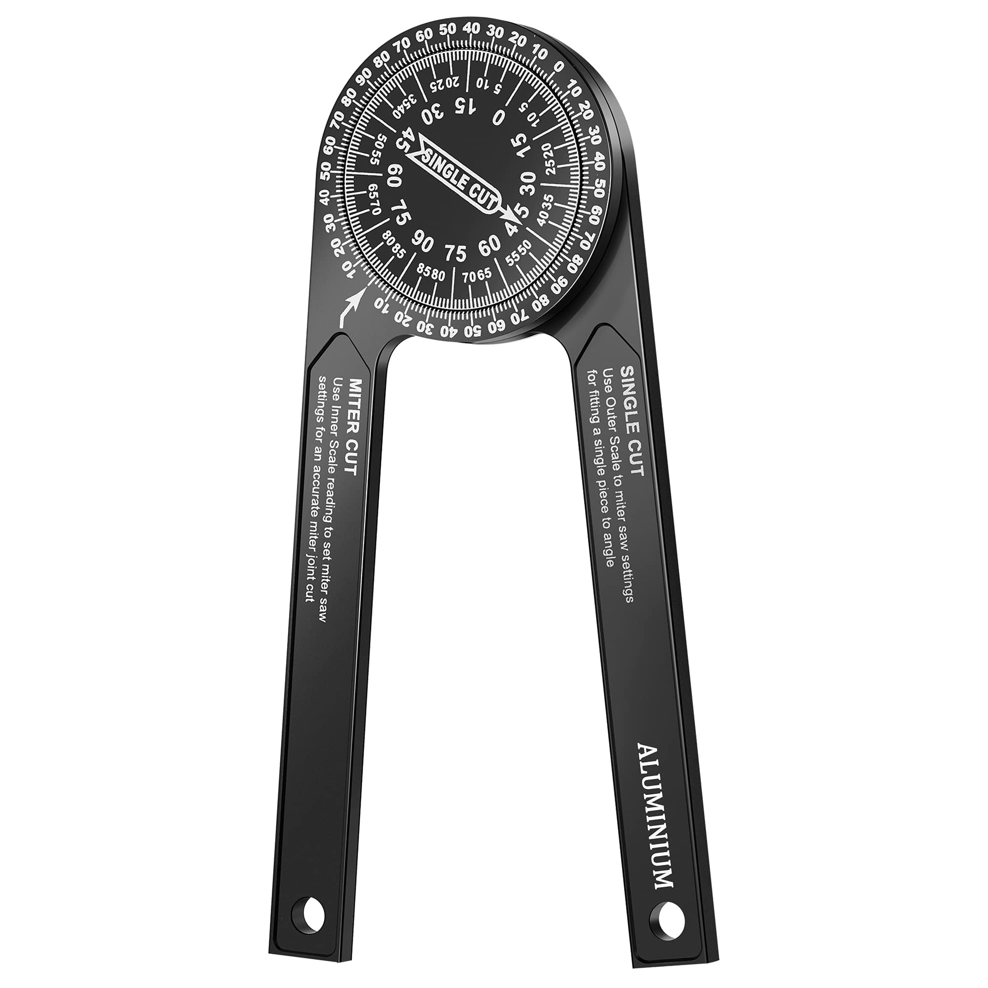 Miter Saw Protractor, 7" Aluminum Protractor Featuring Precision Laser Engraved Scales Inside & Outside Miter Angle Finder for Carpenters, Plumbers, All Building Trades, and DIY Home Improvement