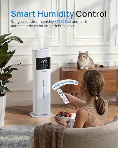 Miniatura 4 de Humidificadores de niebla cálida y fría para dormitorio, 500 pies cuadrados, humidificador de llenado superior de 2.1 galones8L, habitación grande