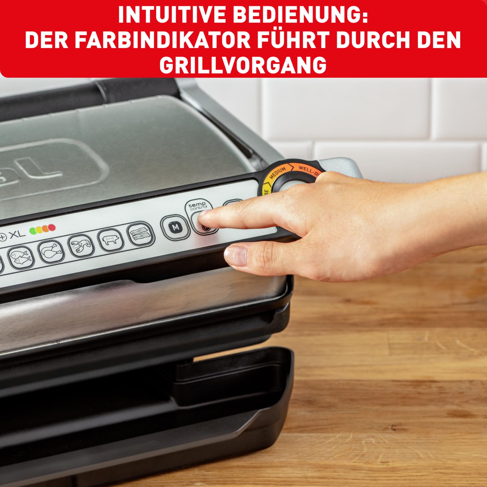 Tefal OptiGrill+ XL Kontaktgrill, 9 Programme, 200 W, Edelstahl, GC722D16