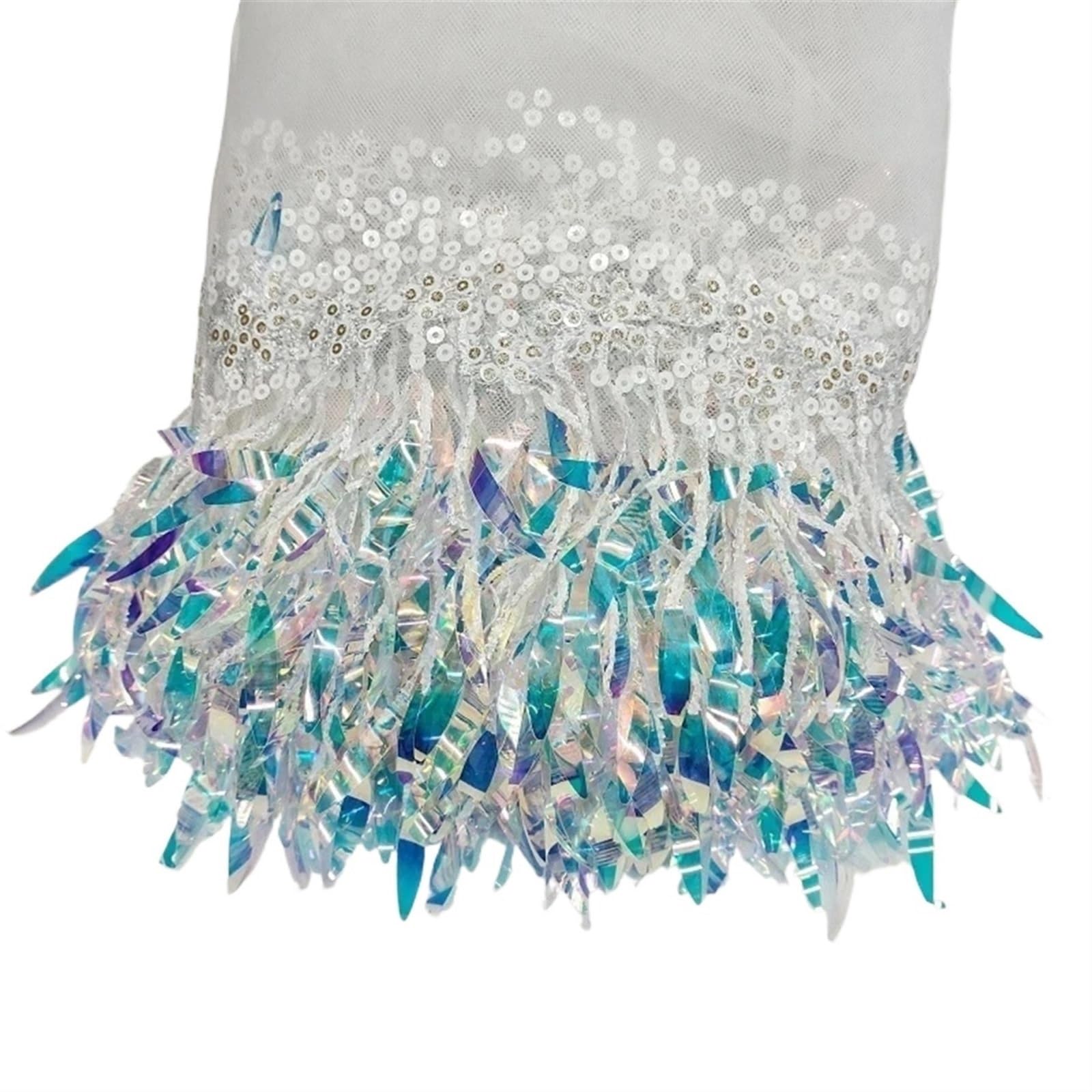 XPJYUA Tassels 2-4Yards 15cm Sequins Tassel Lace Fringe for Sewing Mesh Lace Trims Wedding Dress Fabric Clothes Ribbons DIY Clothing Accessories(White,15cm-2Yards)