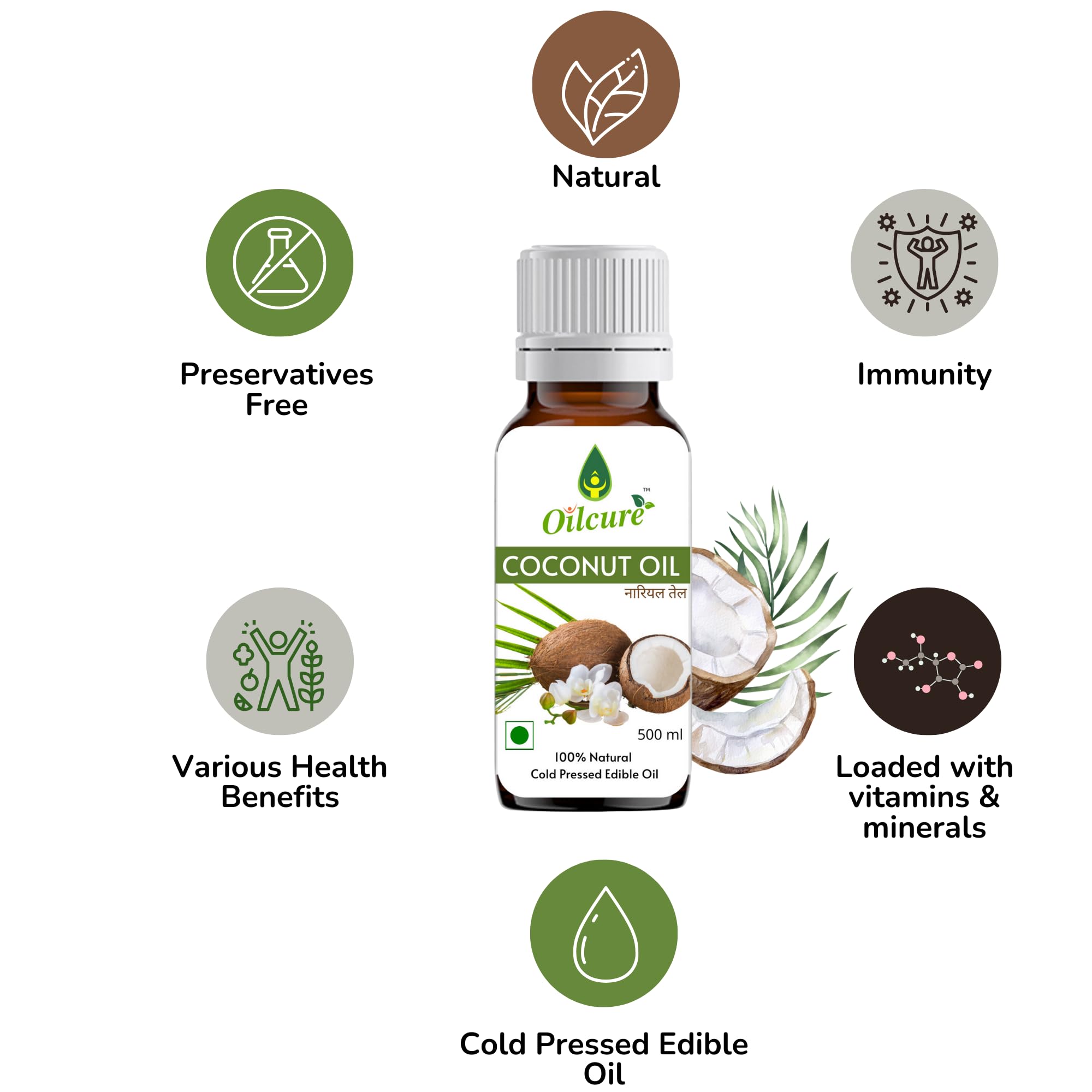 Oilcure Virgin Coconut Oil Cold Pressed - 500 ml - Image 3 thumbnail