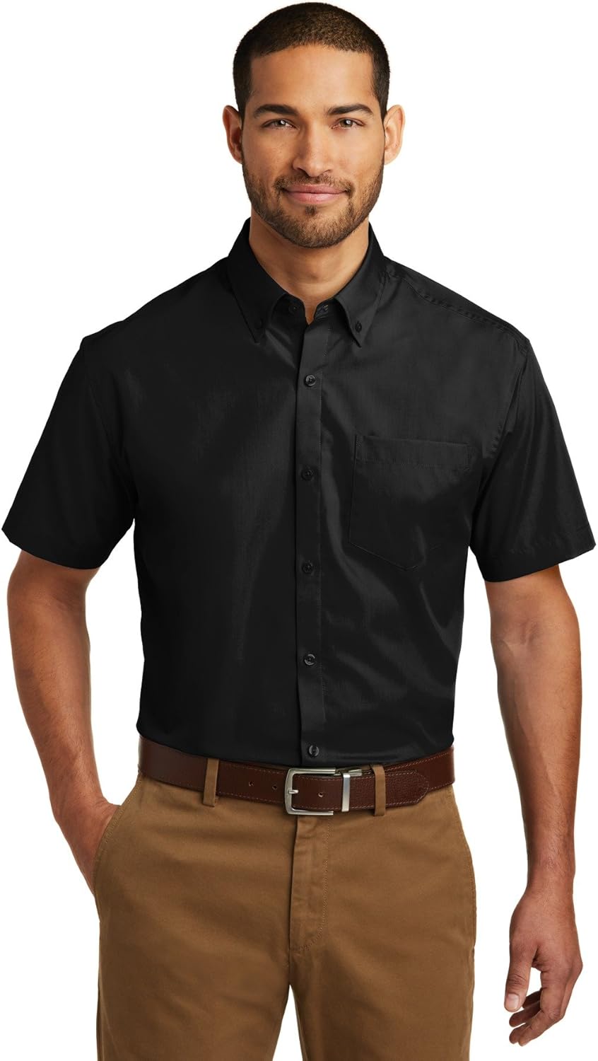 Port Authority Men's Short Sleeve Carefree Poplin Button-Down Shirt
