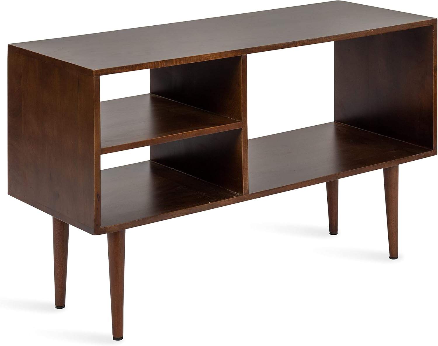 Kate and Laurel Locklear Midcentury Console Table, 38 x 14 x 25, Walnut Brown, Modern Wooden Console With Three Storage Shelves