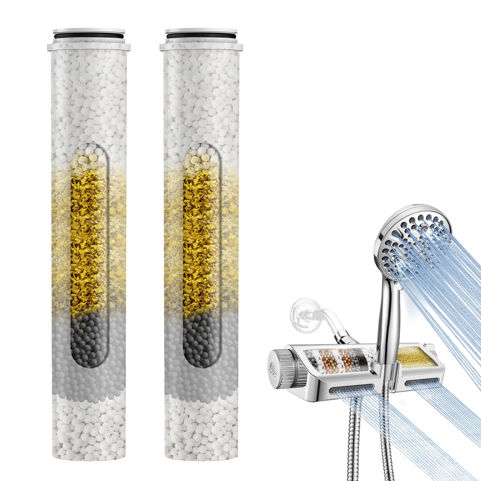 MakeFit Shower Head Filter Replacement Cartridge for MakeFit Filtered Shower Head with Handheld Combo-SSJ731/SW9730 (2-PACK)