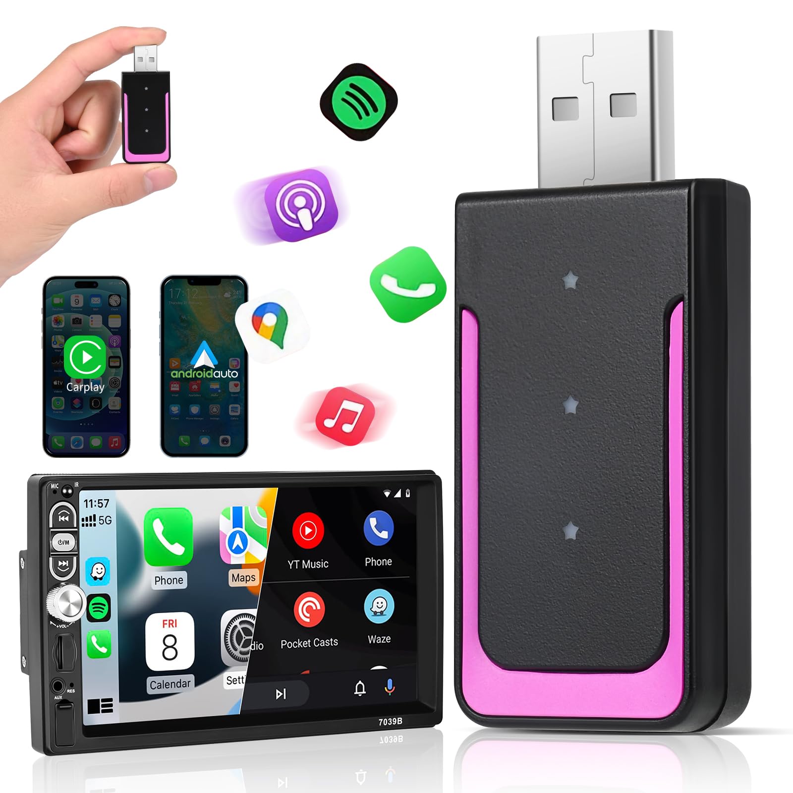 Adattatore Wireless CARPLAY EUAKEE - Converti Il Cablato In Wireless Per Auto - Foto 6