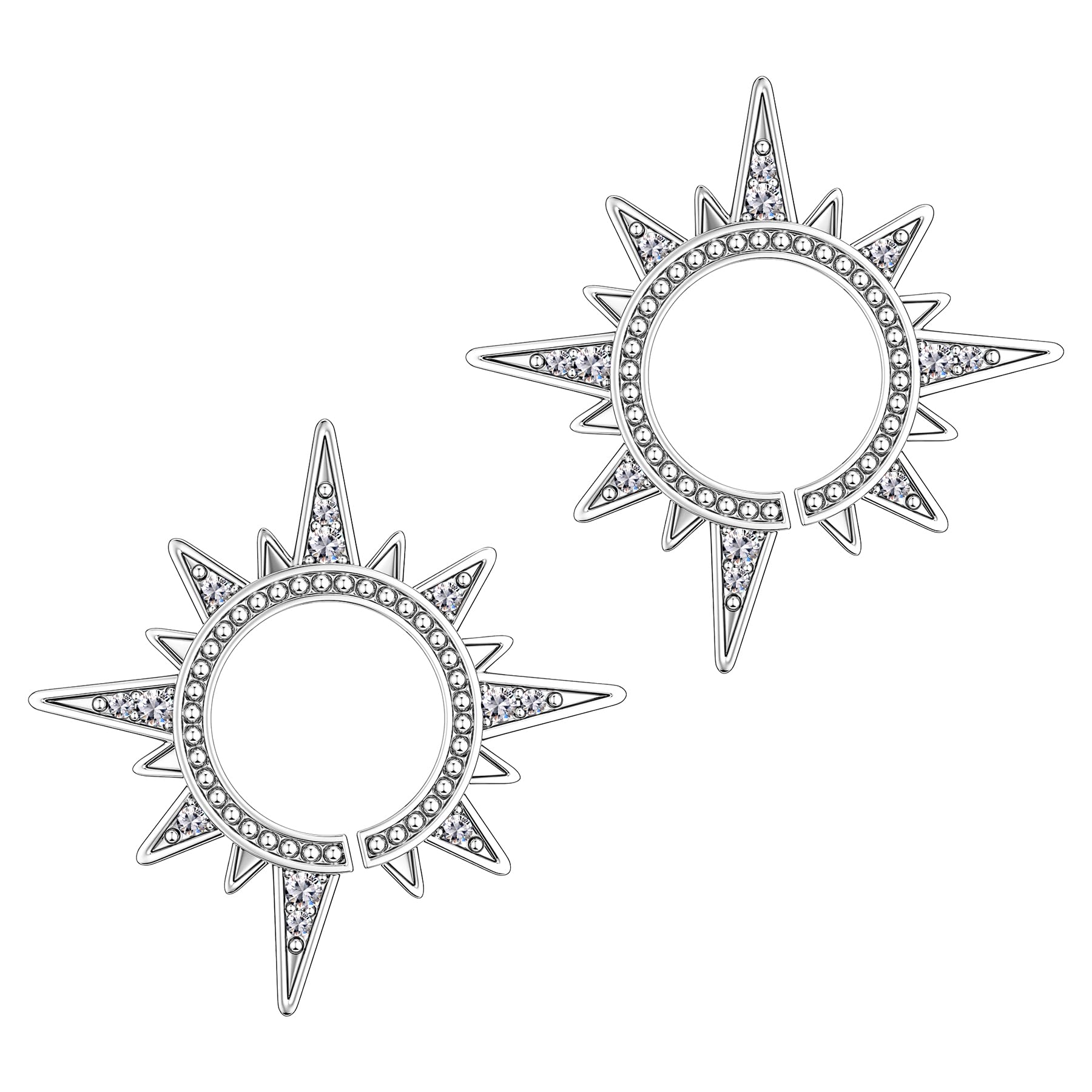 COCHARM2PCS Sun Fake Nipple Rings Non Piercing Fake Nipple Piercing Ring Clear CZ Non Piercing Nipple Rings Fake Nipple Hoop