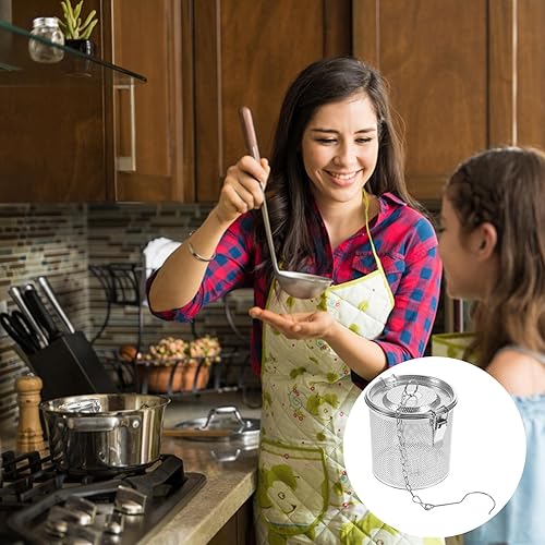 Miniatura 8 de Hemoton Colador de condimentos de acero inoxidable, filtro de bola de té, condimentos de sopa, cesta de separación, infusor de té de hojas sueltas