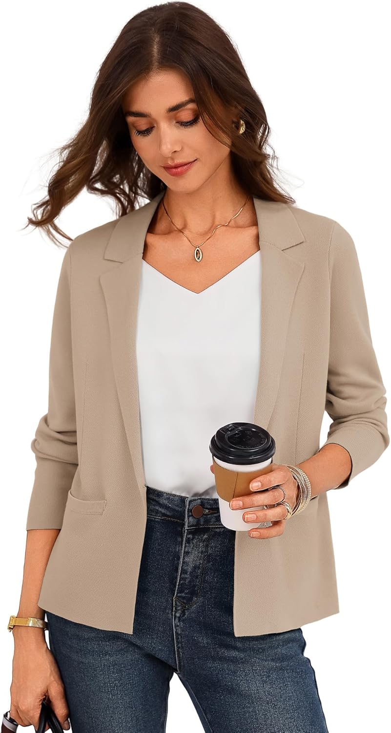 GRACE KARIN Women Sweater Blazer Business Casual 2026 Knit Suit Jackets Long Sleeve Lightweight Cardigan Work Office - Image 3