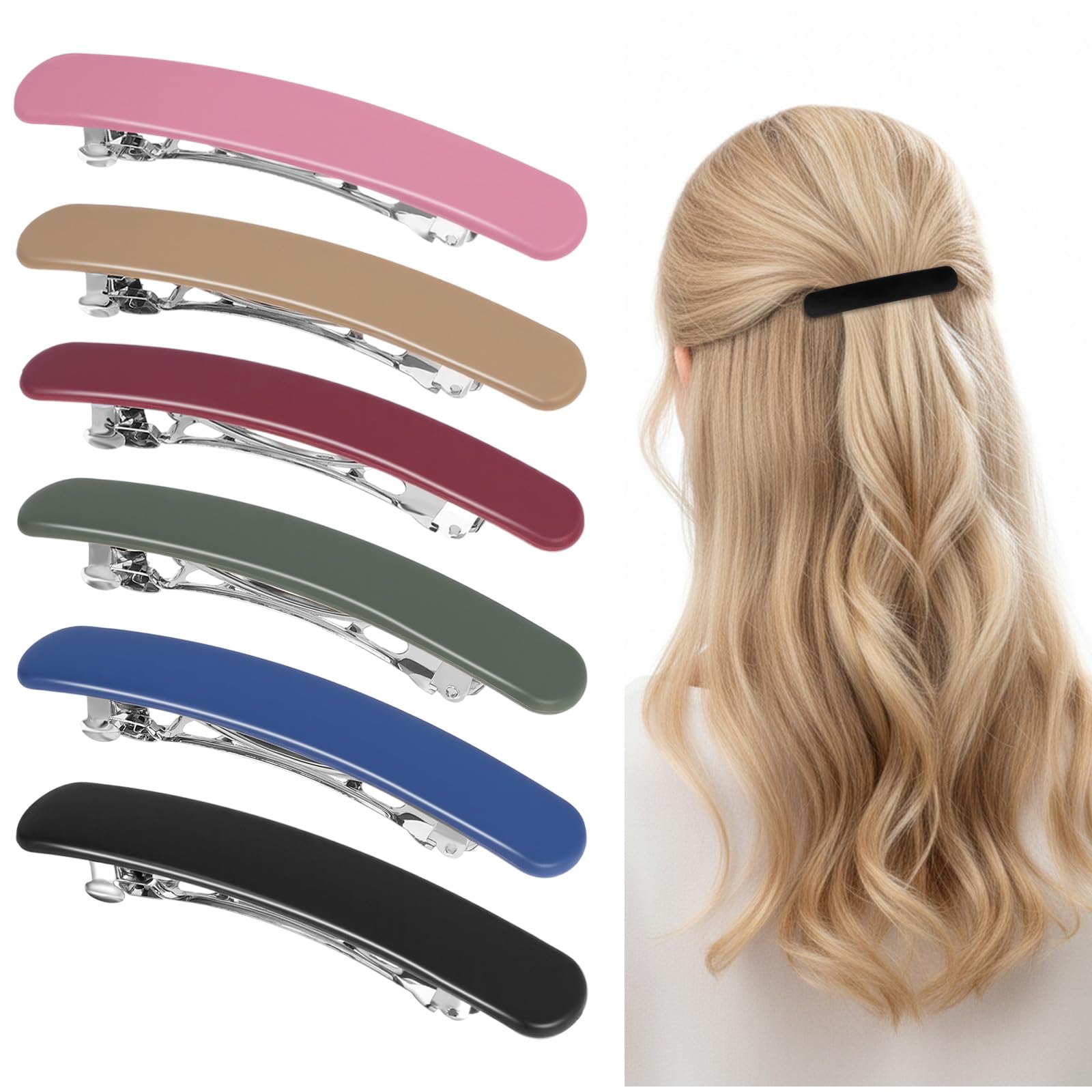 Jeffdad 6Pcs French Hair Barrettes for Women No Slip Half Up Small Hair Barrette Clips Elegant Styling for All Fine Hair