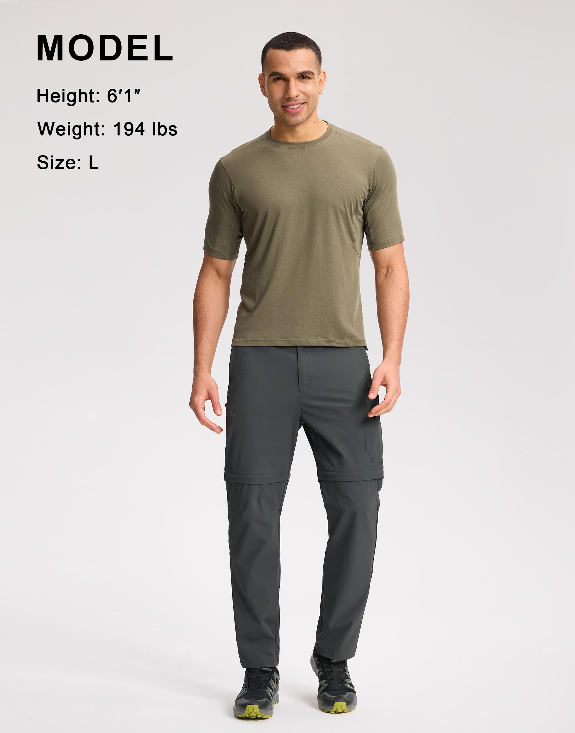 Pioneer Camp Pantalon de randonnée zippé pour homme - Amovible - Résistant et imperméable - Séchage rapide - Avec 4 poches pour le trekking