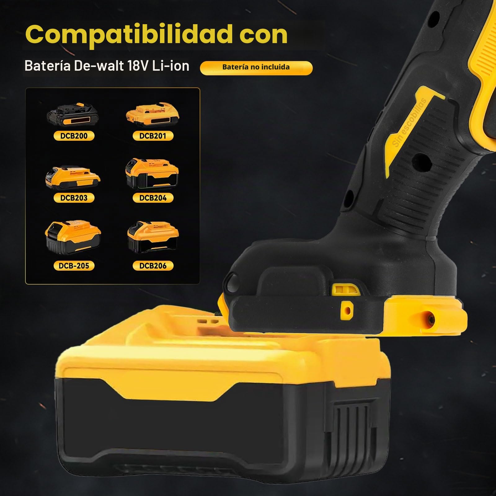 Amoladora angular inalámbrica para Dewalt, 125 mm, 10.000 rpm, herramienta de separación, amoladora eléctrica, motor sin escobillas con 6 discos de corte para cortar madera, plástico, metal pulido