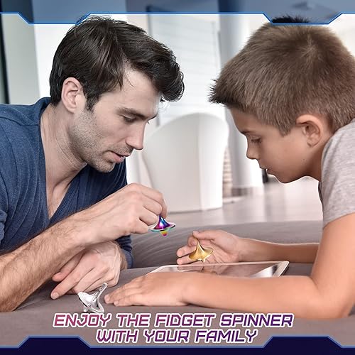 Miniatura 5 de 3 piezas de latón con parte superior de metal giratorio cinético de escritorio juguete de escritorio giratorio de buen equilibrio juguete de