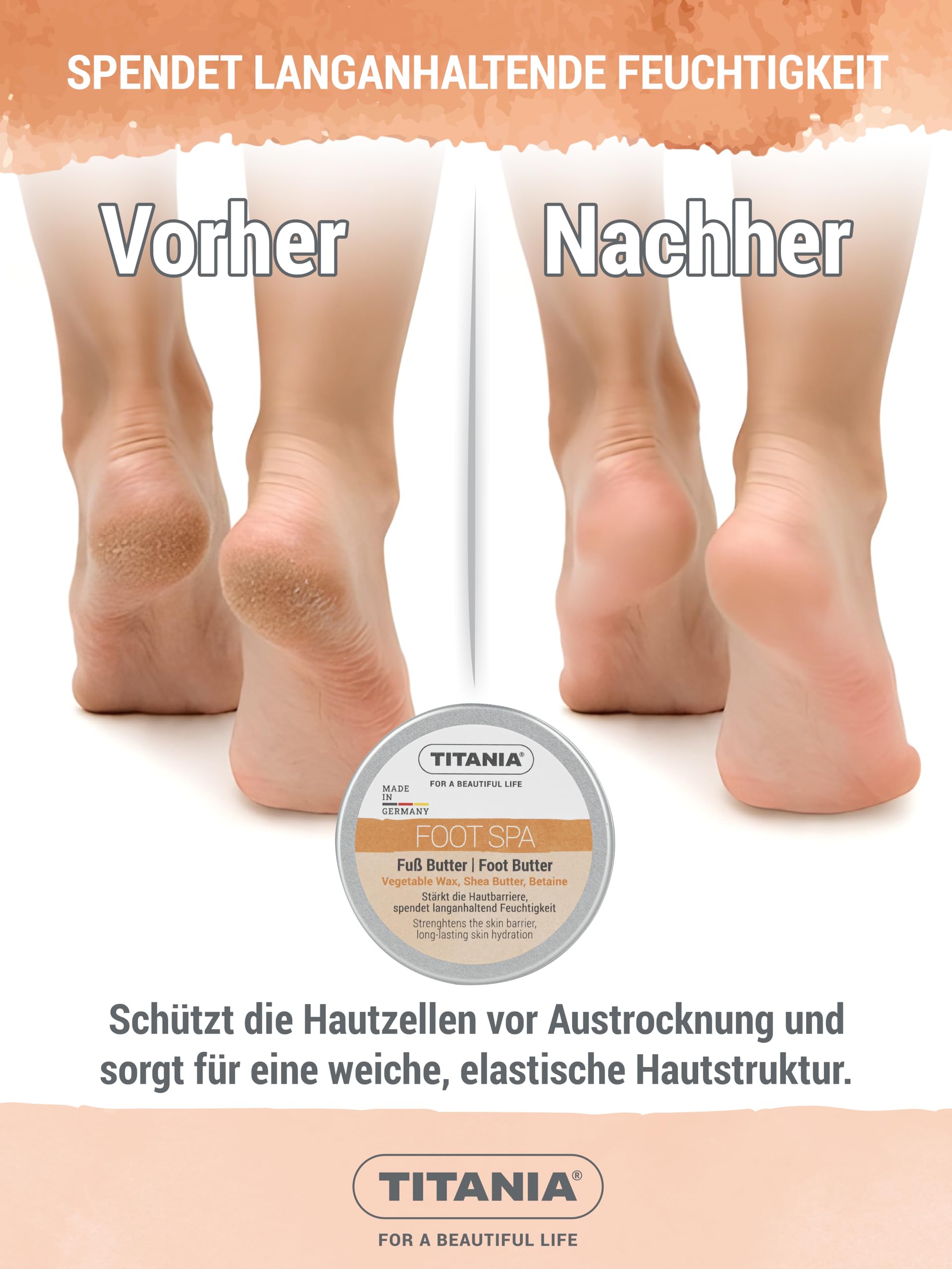 Hornhaut-Pflegeset für Füße | Hornhautfeile & Hornhauthobel mit Klingen + Intensive Fußbutter | Für glatte, gepflegte Füße