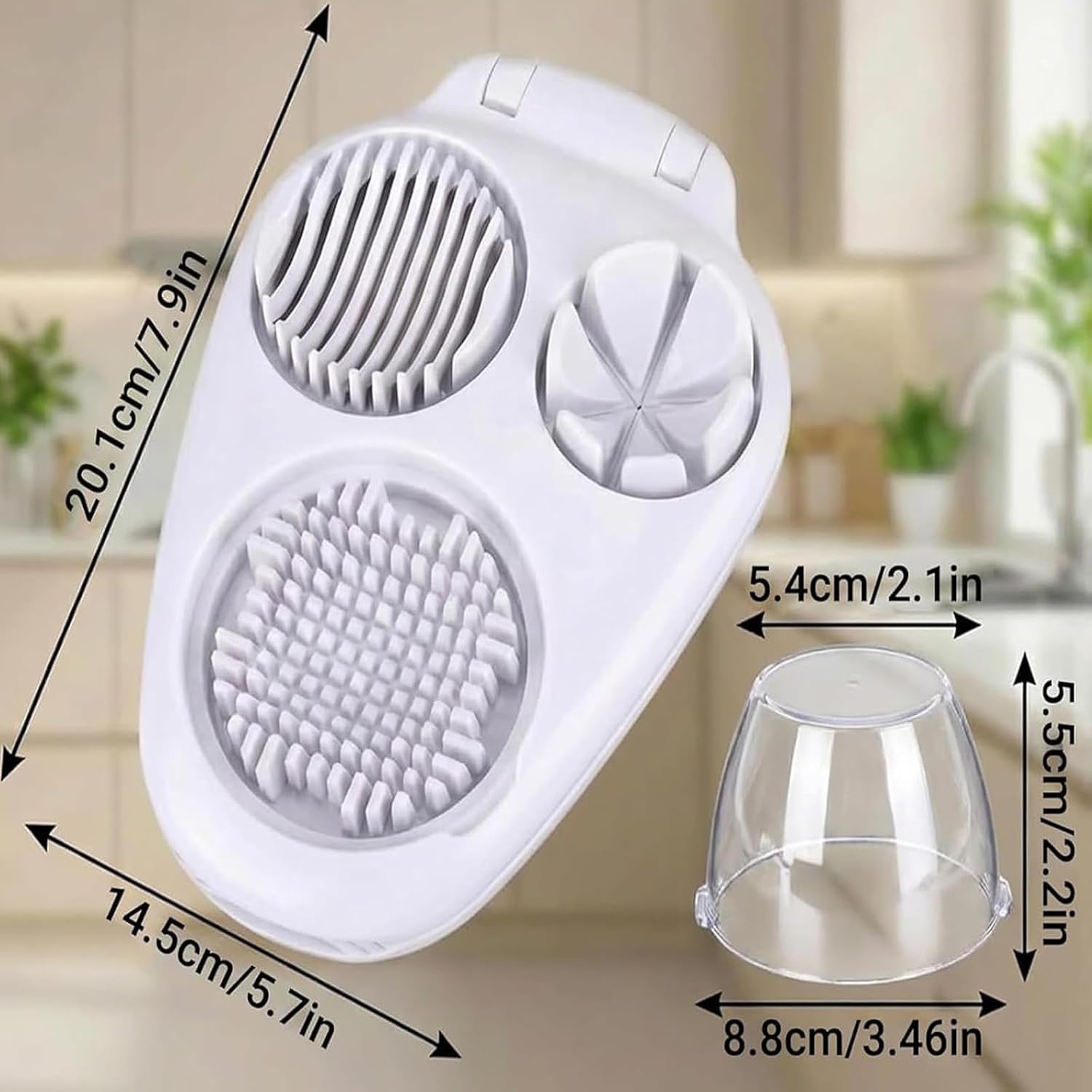 3 Way Egg Slicer for Hard Boiled Eggs, Heavy Duty Stainless Steel Egg Cutter with 3 Slicing Modes, Stainless Stee Multi-Function Egg Cutter with Dicing, Wedge & Slicing Modes for Kitchen (2B)