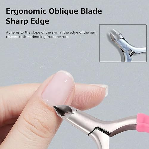 Miniatura 4 de Cortadora de cutículas, pinza de cutícula de 34 de mandíbula extremadamente afilada, herramientas profesionales para recortar cutículas de uñas,