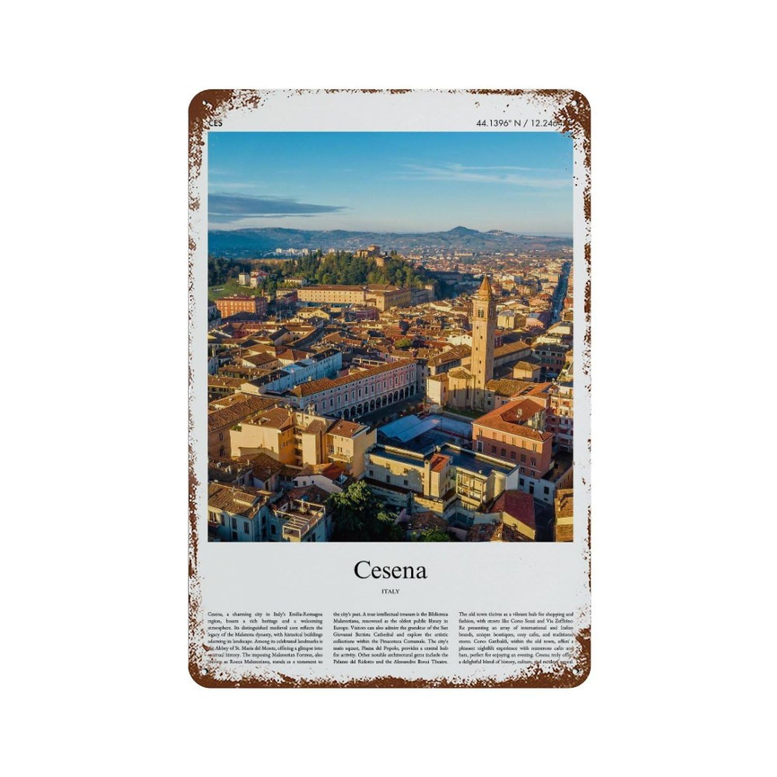 xiaoxiaoshen Cesena Italy City Scenery Wall Decor Art Metal Tin Poster Modern Home Decor Art Home Bar Shop Decorations Vintage Sign 30x20cm
