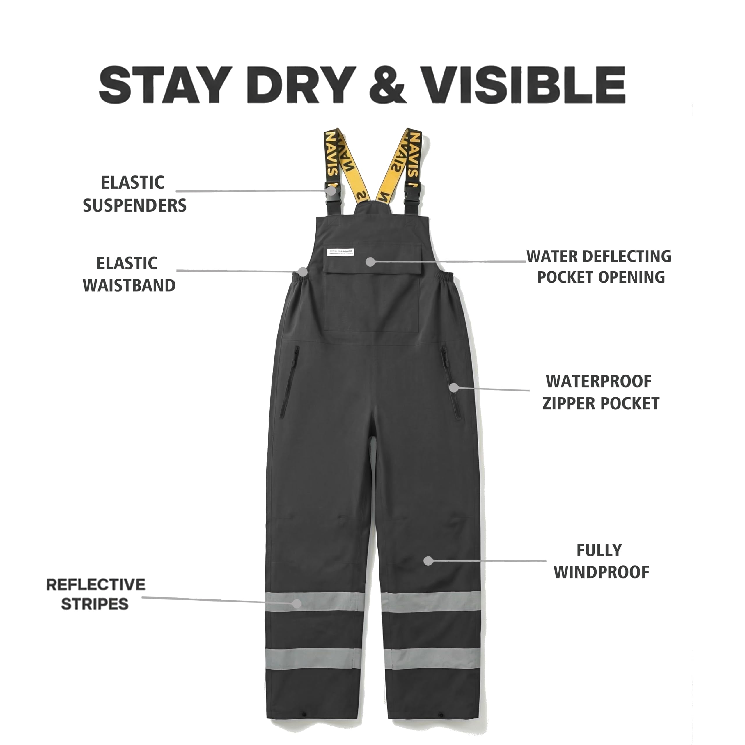 Profi Hi Vis Regenanzug Herren Arbeitskleidung - Wasserdichte Regenjacke & Latzhose mit Kapuze, Nylon Oxford Shell, Sicher, Funktionell(Light Gray,L)