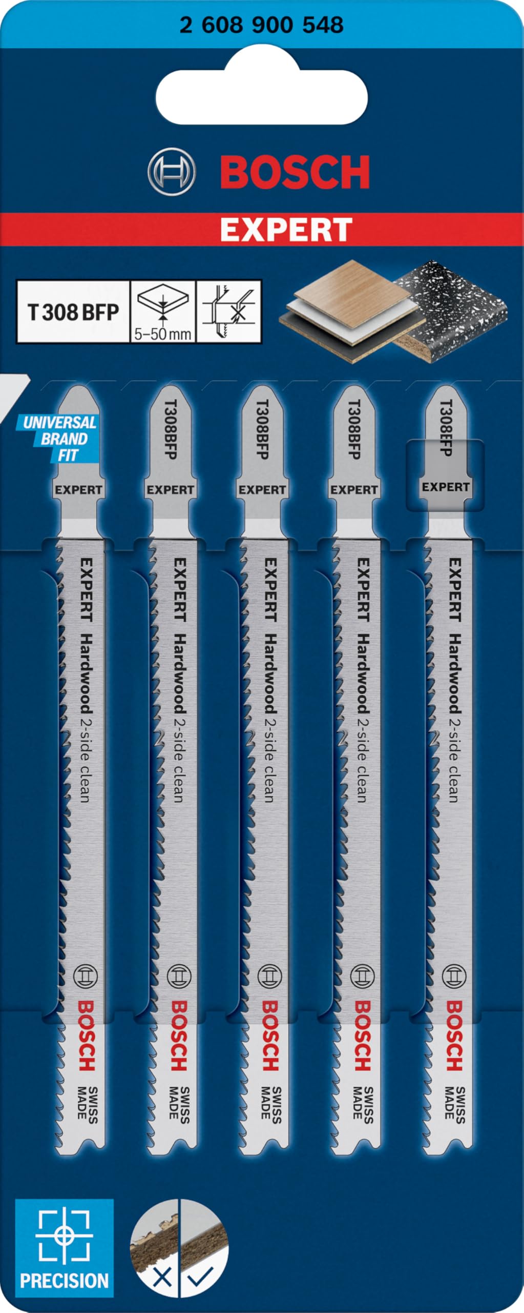 Set 3 Lame Per Seghetto Alternativo Bosch Expert - Per Tagli Puliti Su Legno E Laminato