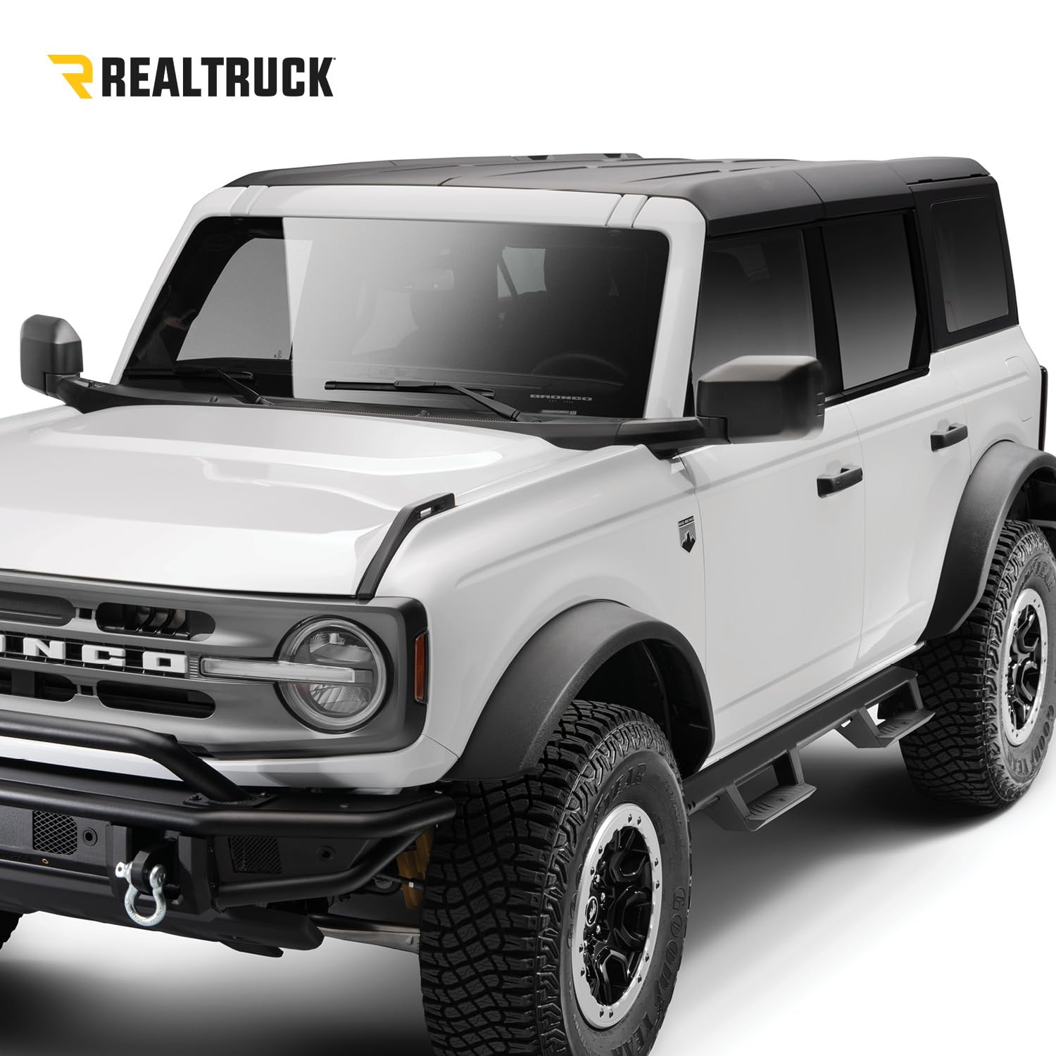 RealTruck EpYx Steps for Ford Bronco | Cab Length, Steel, Textured Black | EXF214B-TX | Fits 2021-2024 Ford Bronco 4 Door SUV, SRW Gas