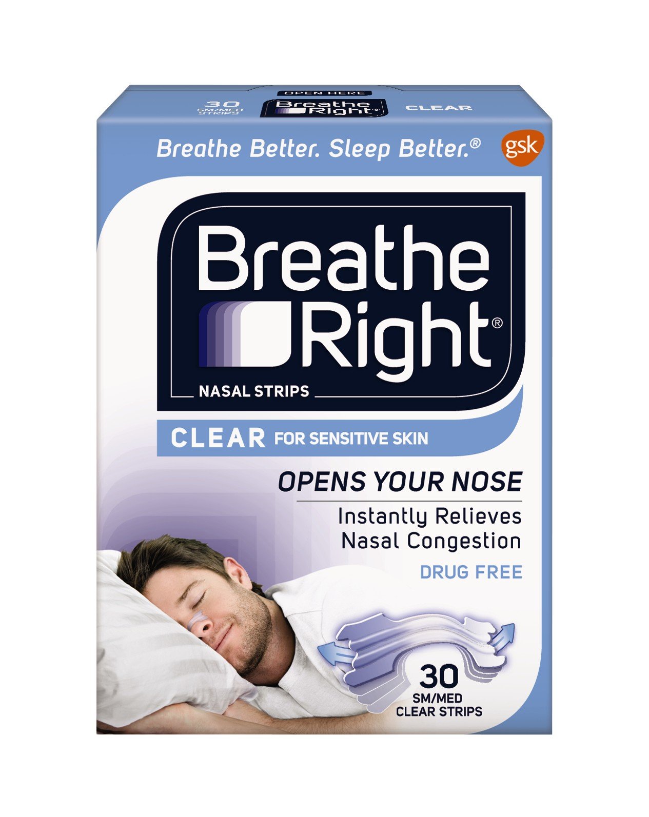 Breathe RightNasal Strips, Small/Medium, Clear, 30 Count