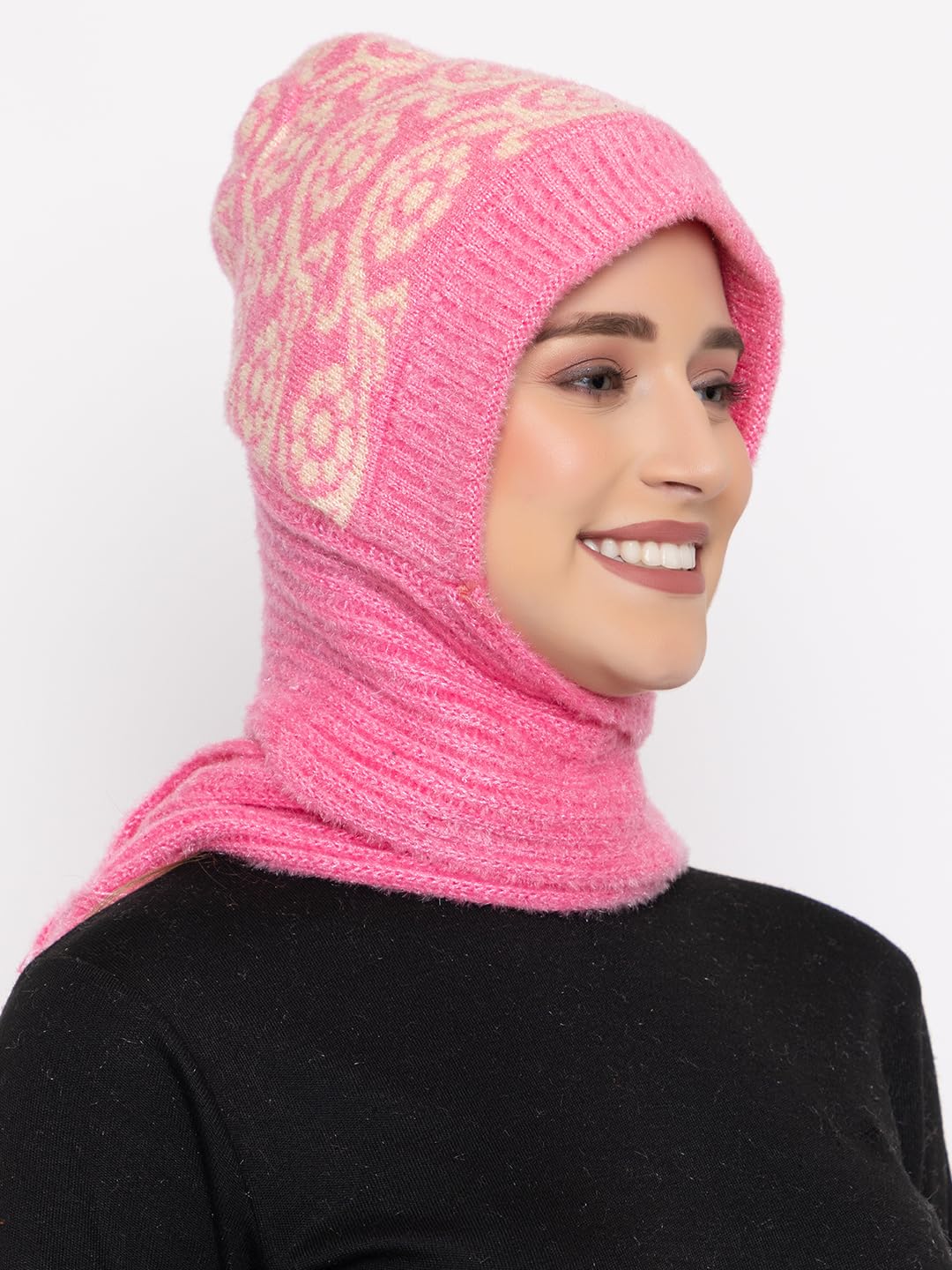 AMOLDO Conjunto combinado de gorro de lana de invierno para mujer con silenciador/scraf y guantes (gorra de diseño)