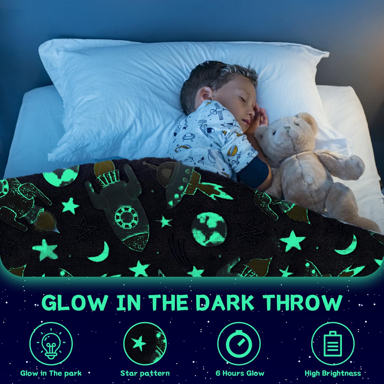 Glow in Dark Spaceship Blanket - Image 3