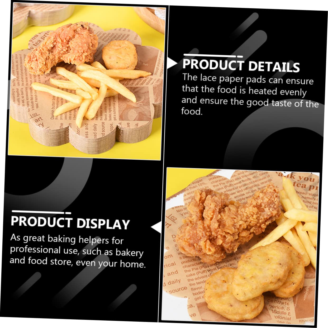 Cabilock Oil Absorbing Baking Paper Pad 500pcs Lace Snack Mat Grease-proof Paper for Pizza Fried Food